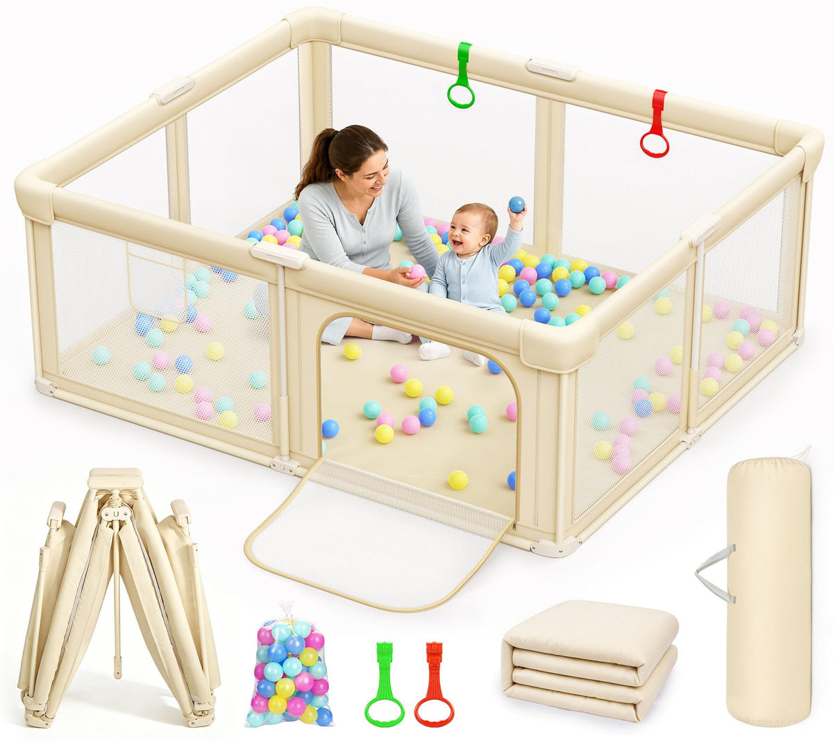 Foldable Baby Playpen with Mat K85612