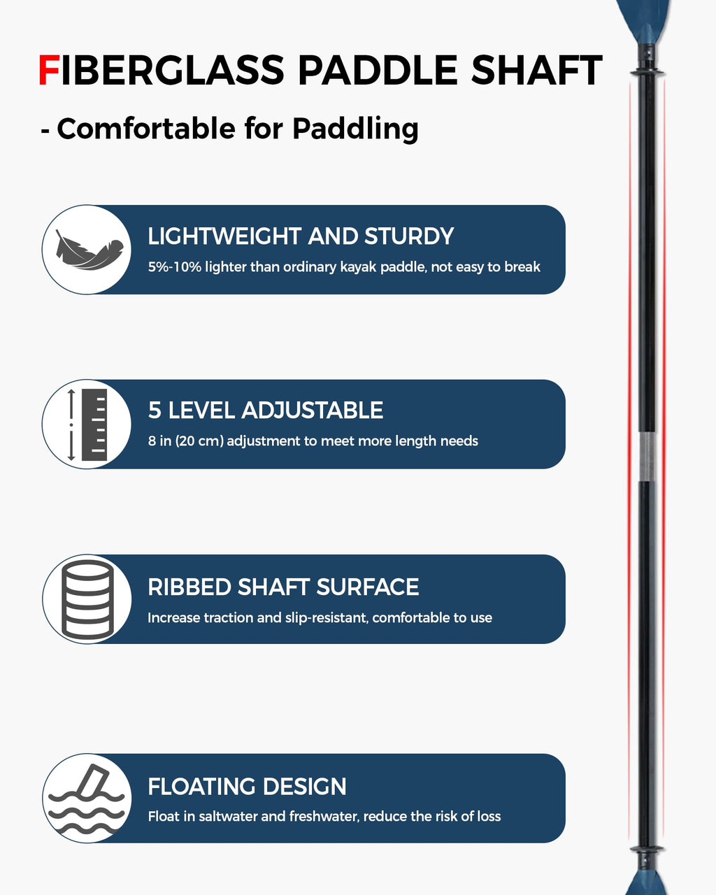 Adjustable Fiberglass Kayak Paddle H70252