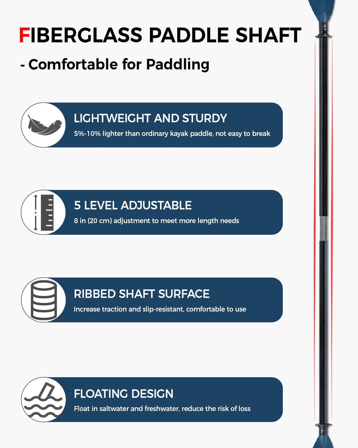 Adjustable Fiberglass Kayak Paddle H70252