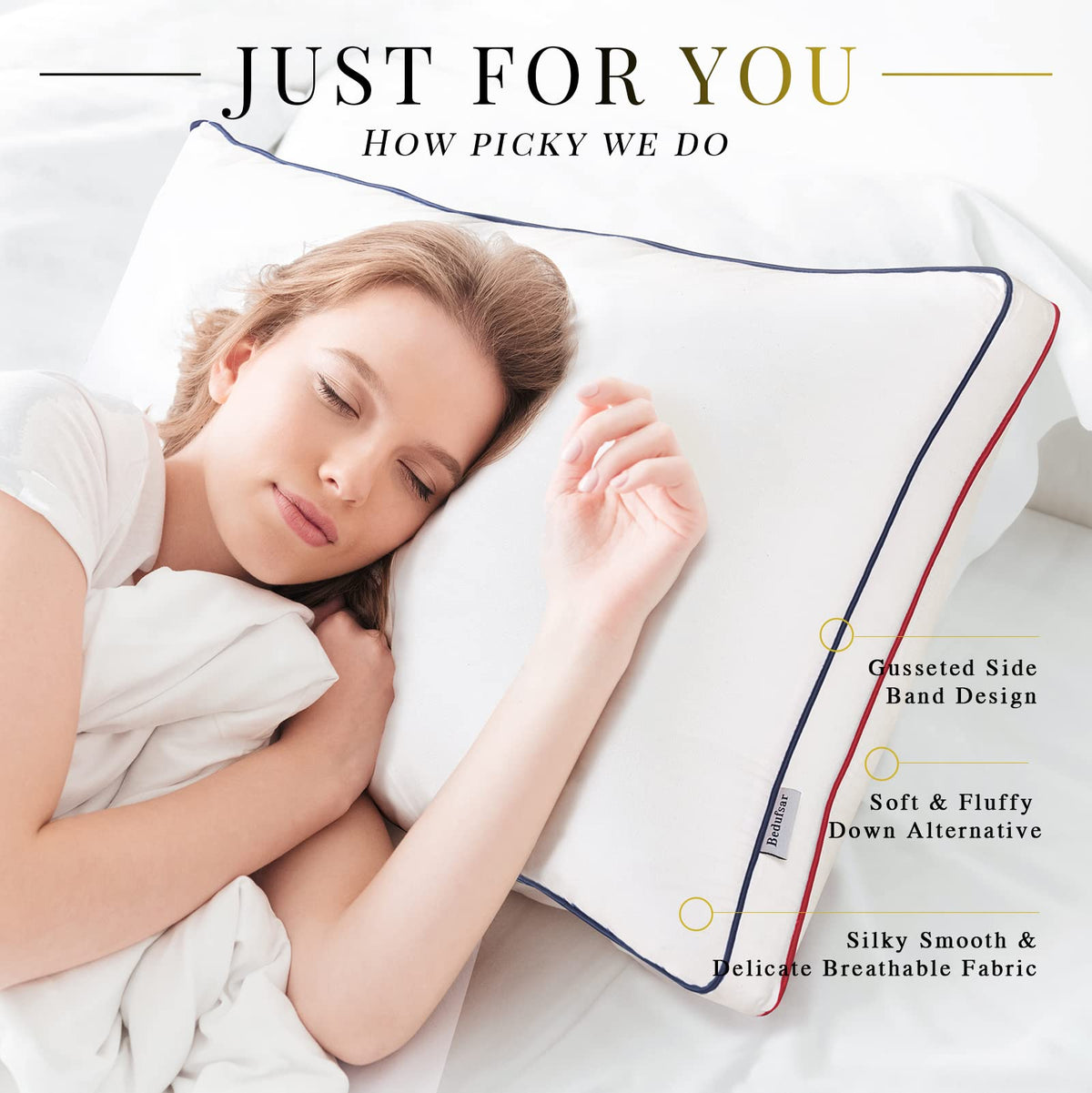 Queen Size Set of 2 Cooling Down Alternative Gusseted Pillows S73207