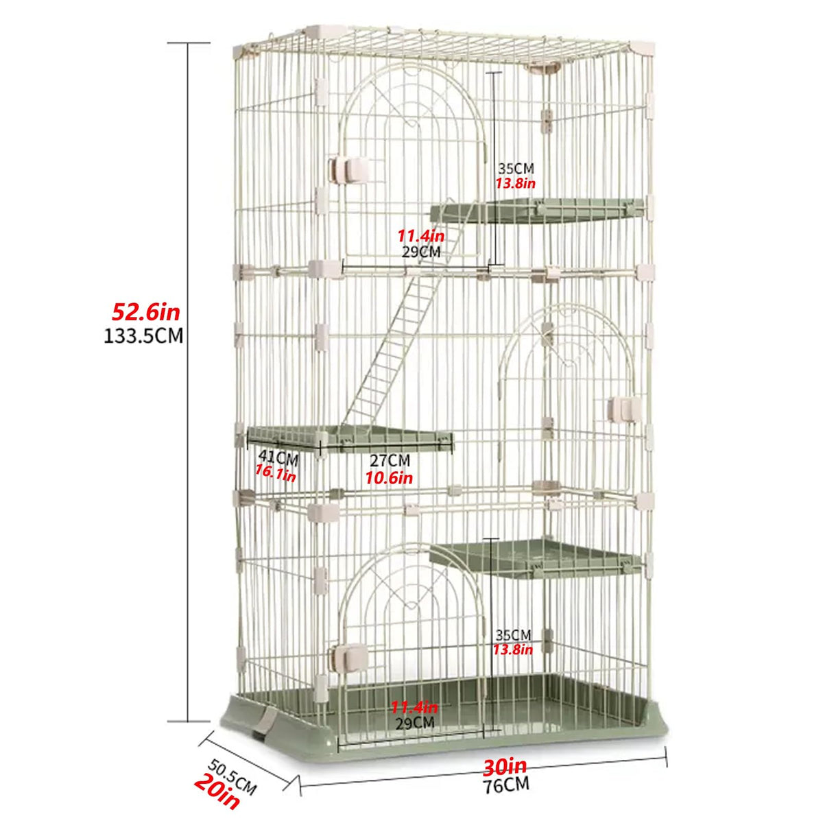 3/4-Tier Wire Cat Cage Playpen Kennel with Hammock V879510