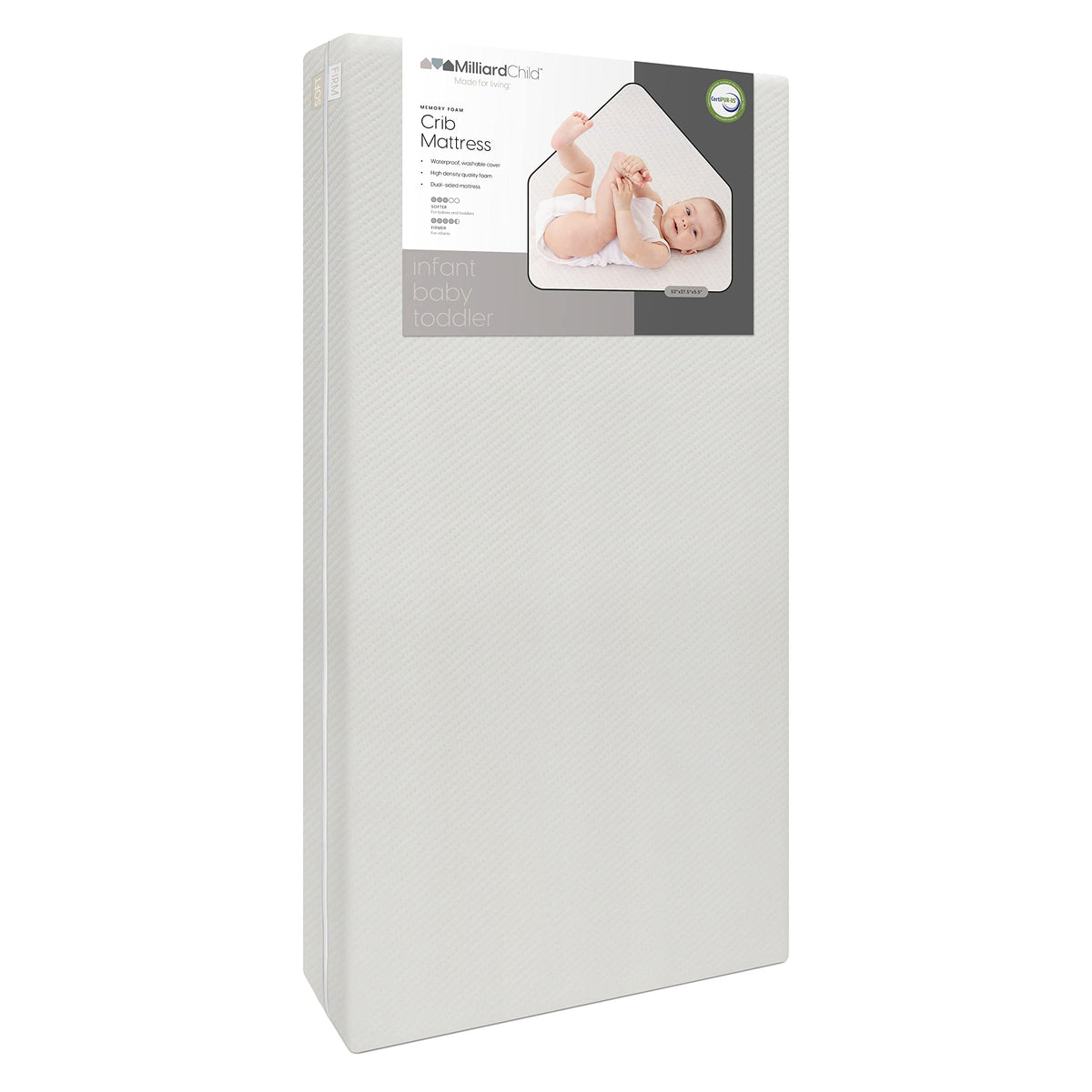 Infant Crib and Toddler Mattress, Machine Washable Waterproof Cover P366279