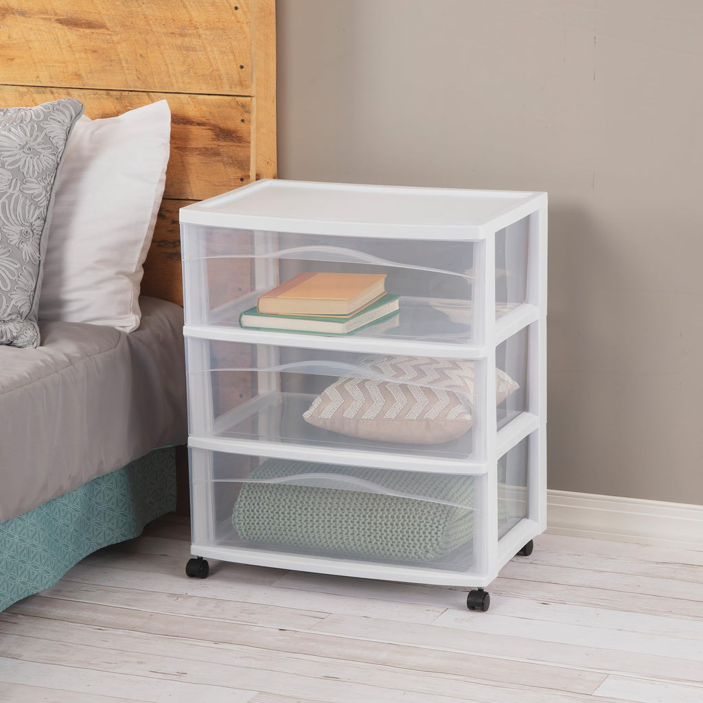Wide 3 Drawer Plastic Rolling Storage Cart Z46434