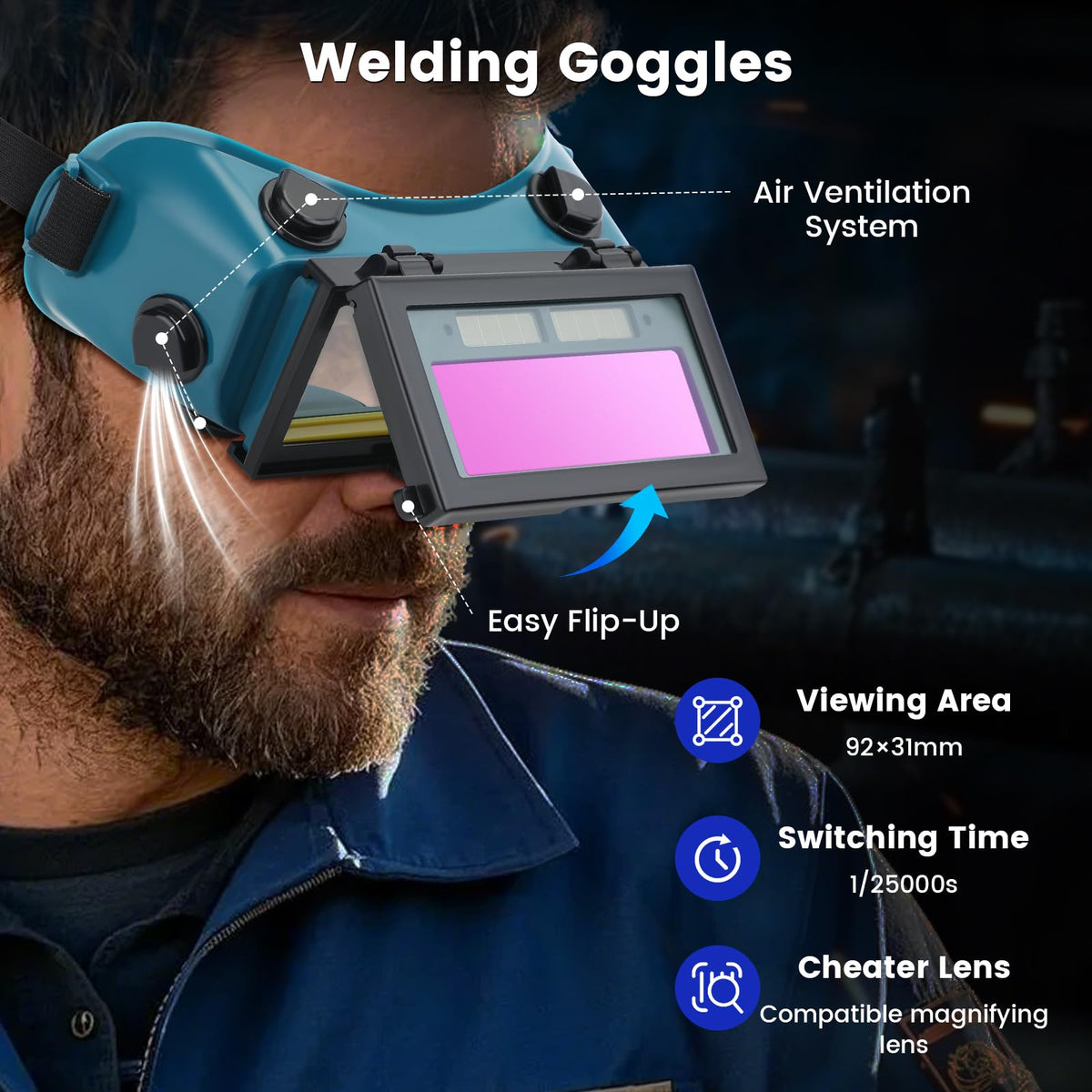 Auto-Darkening Welding Goggles with Flip-Up Lens M8123