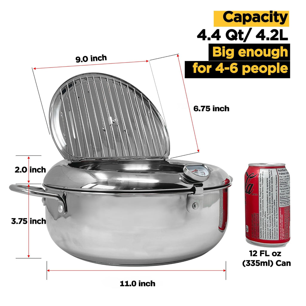 Deep Fryer Pot with Lid, 304 Stainless Steel M7989
