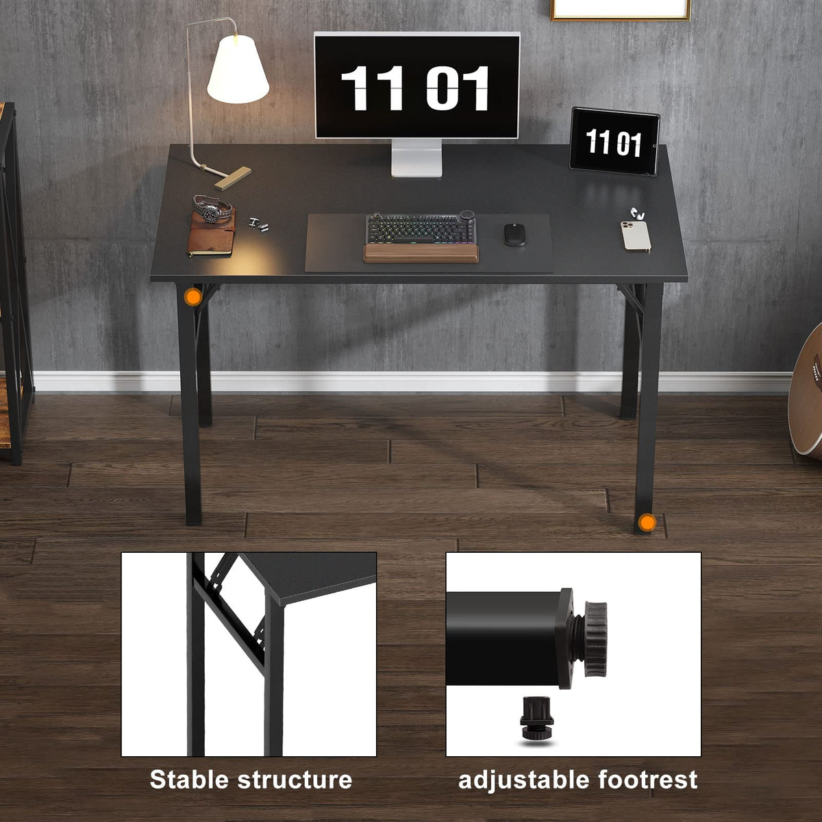 39.4 Inch Black Folding Computer Desk J825136