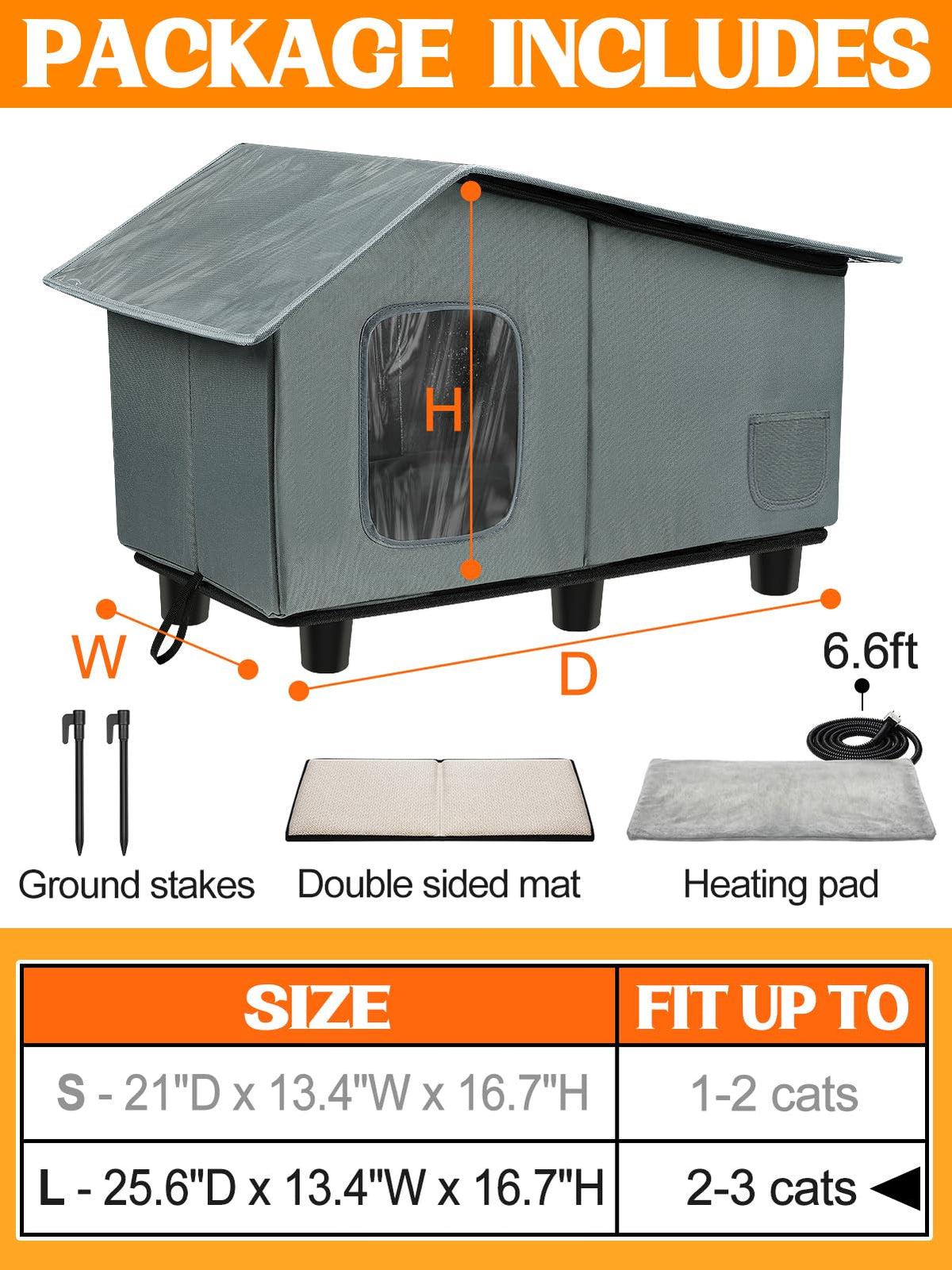 Heated Outdoor Cat House with Escape Door B80932