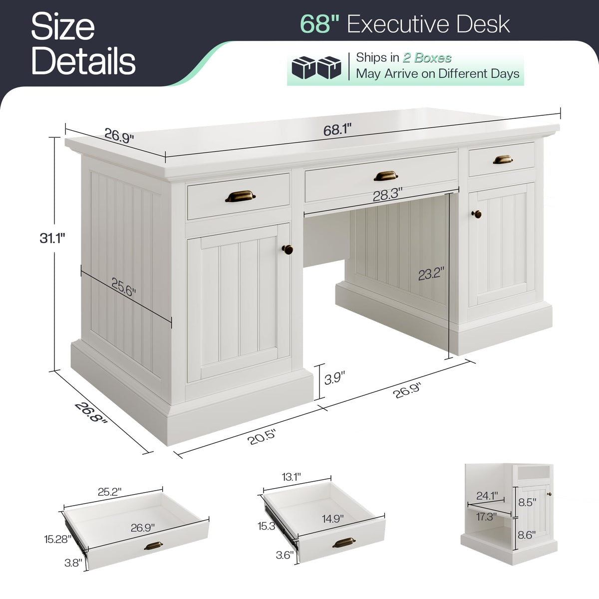 68" Executive Desk H71354