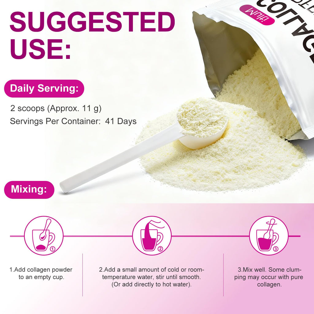 Unflavored Hydrolyzed Collagen Peptides Powder 16 OZ B501