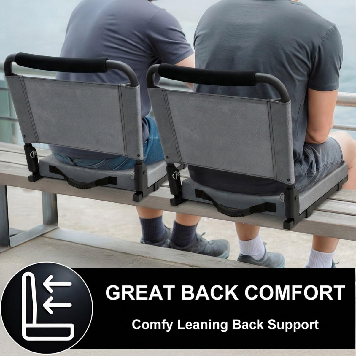 Folding Bleacher Seat with Back Support, Cushion and Shoulder Strap K265901