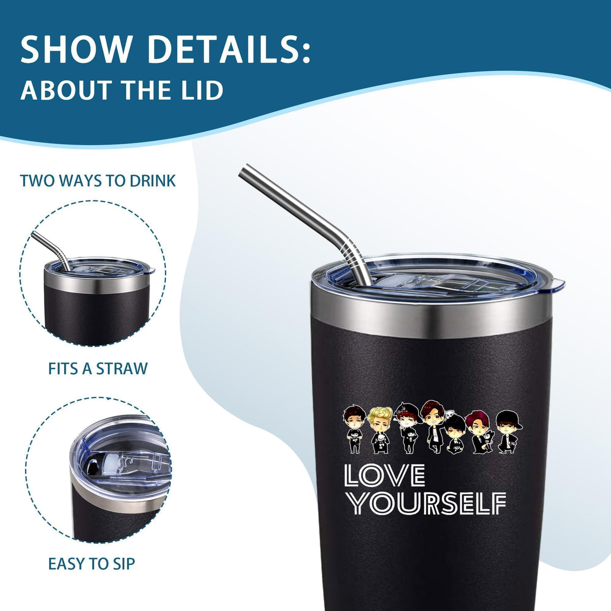 20oz Insulated Stainless Steel Tumbler with Lid I74202
