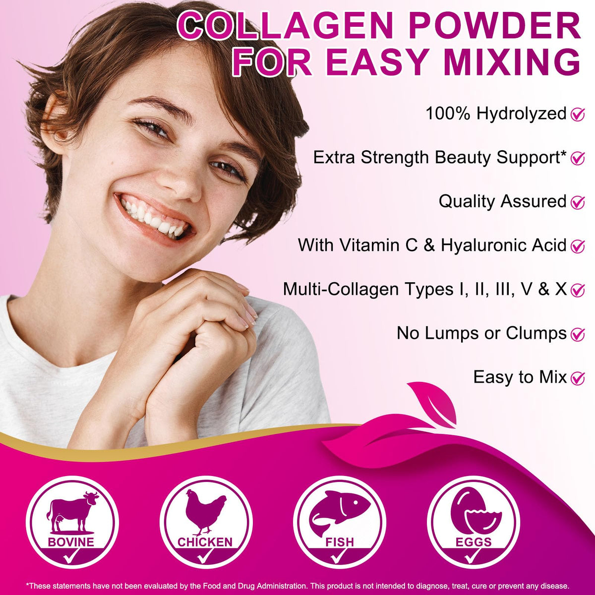 Unflavored Hydrolyzed Collagen Peptides Powder 16 OZ B501