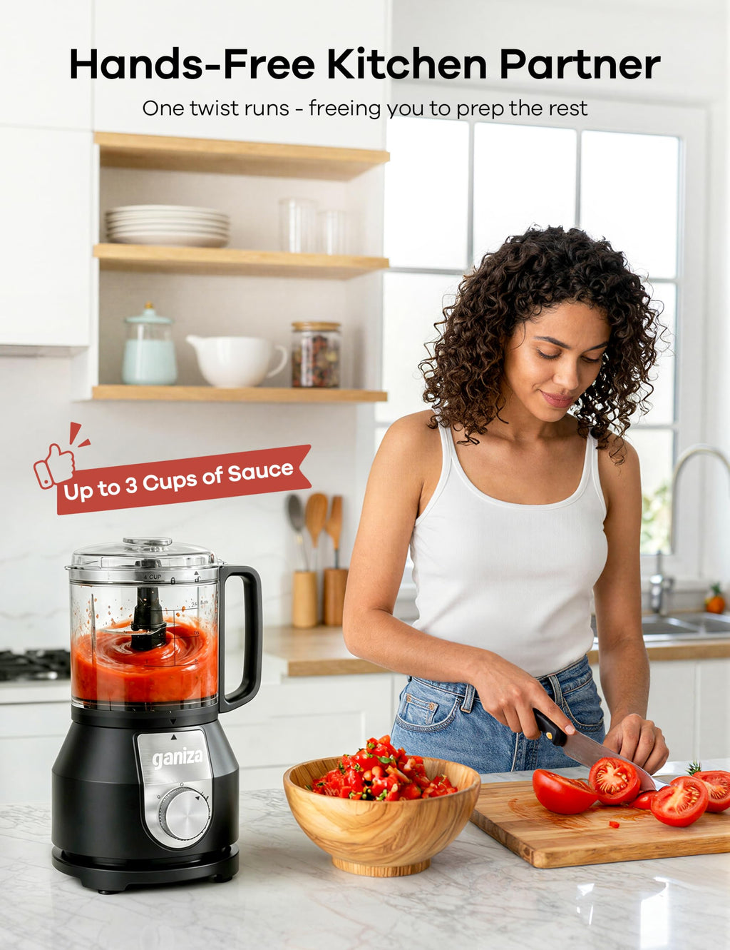 4-in-1 Food Processor with 2x4-Cup Bowls V6625