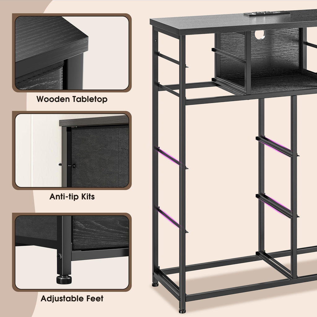 Black 10 Drawer Dresser with LED & Charging Station B767773