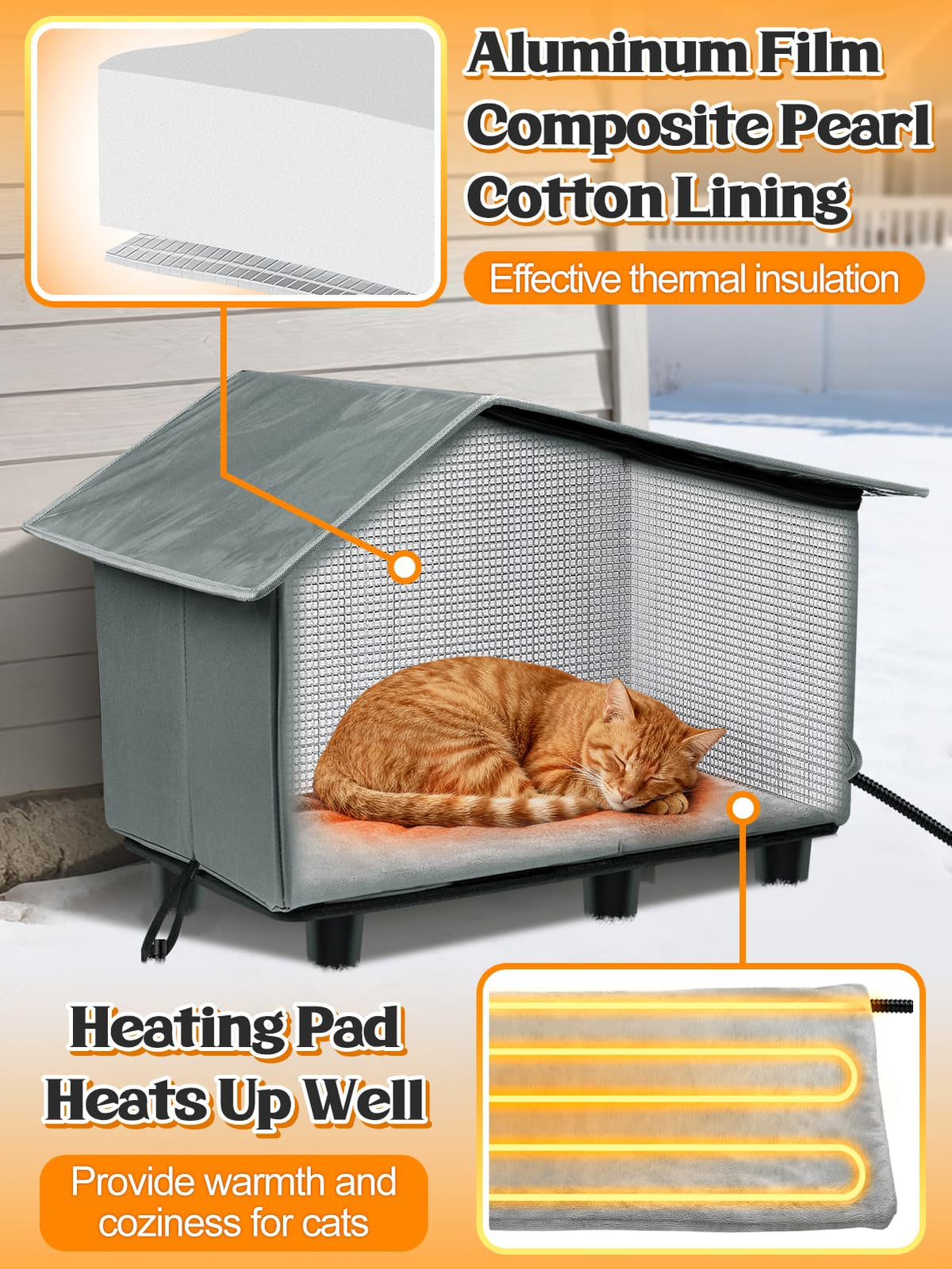 Heated Outdoor Cat House with Escape Door B80932