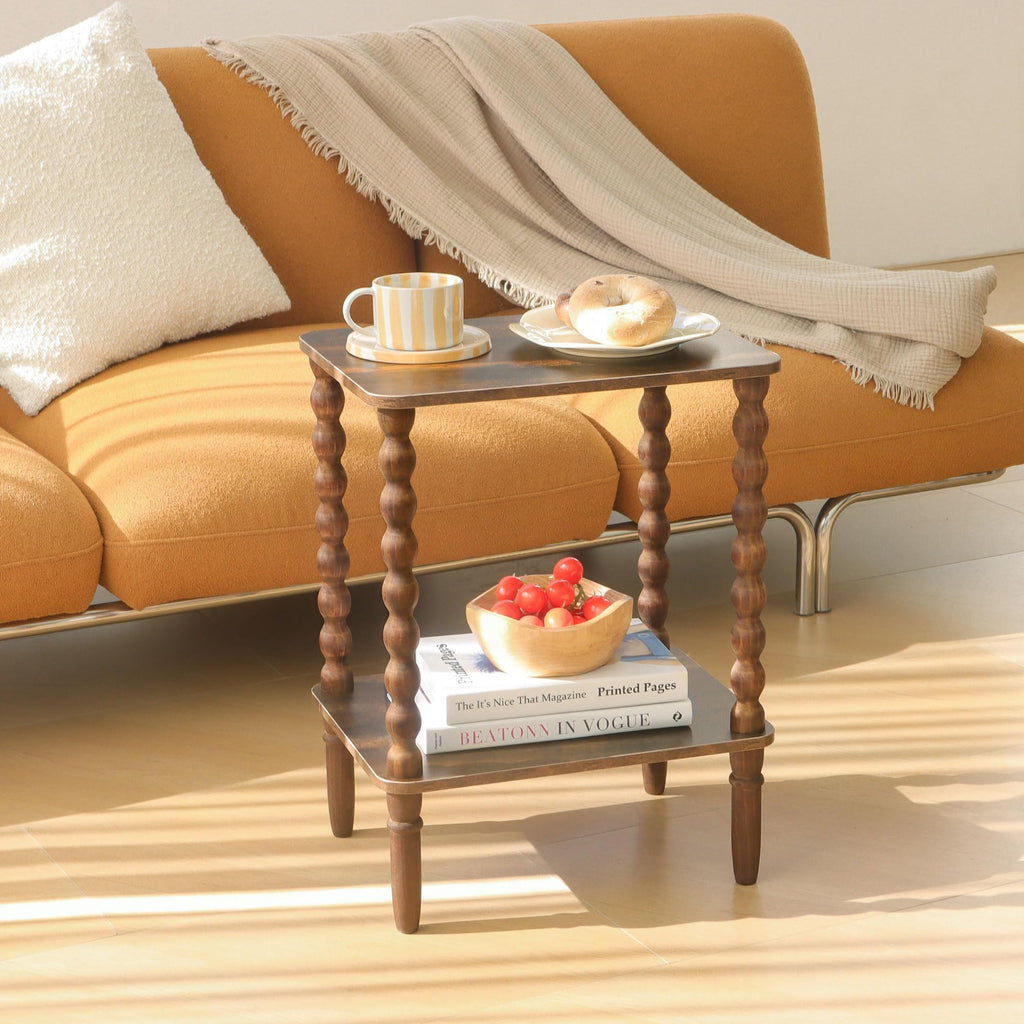 Side Table with 2-Tier Shelf E87347