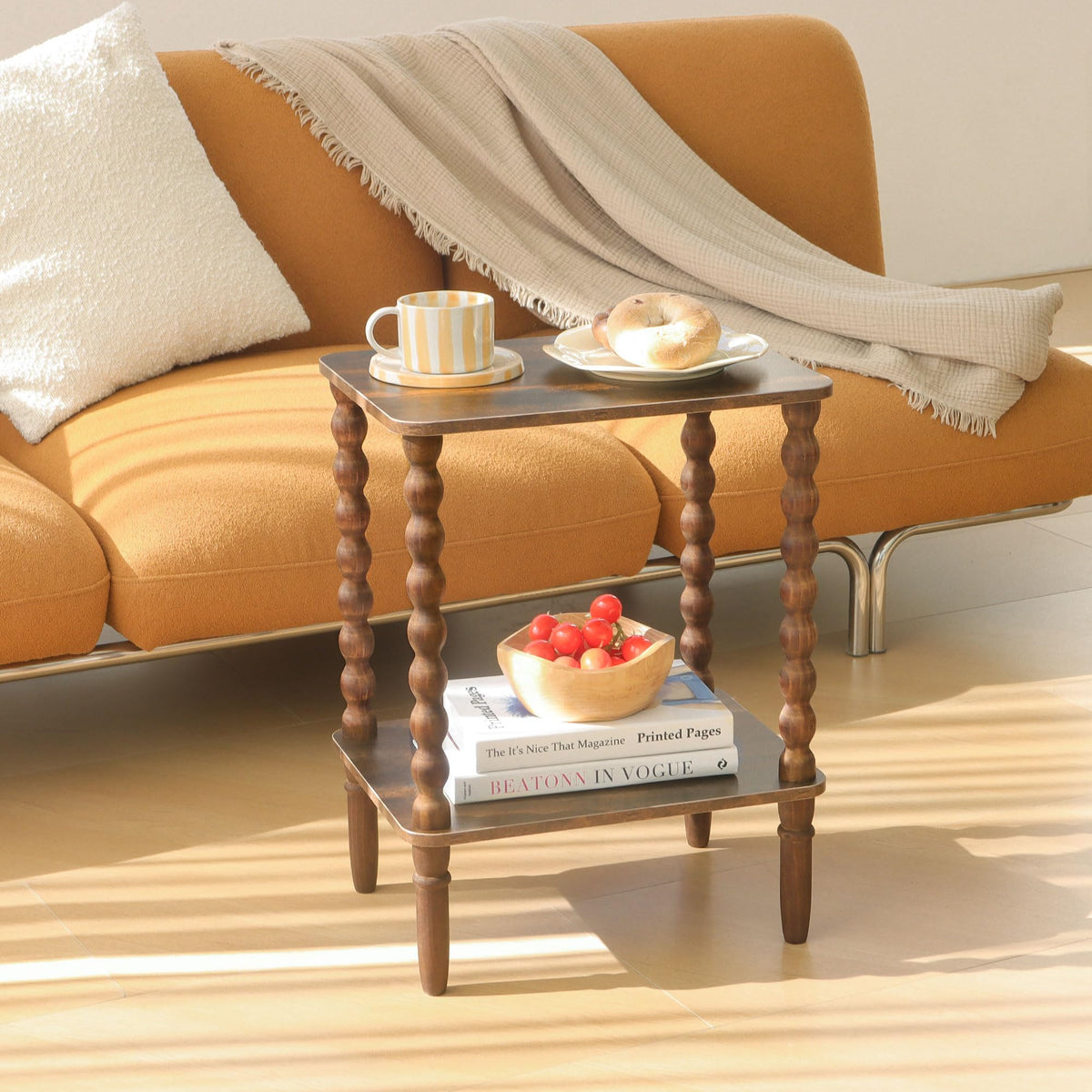Side Table with 2-Tier Shelf E87347