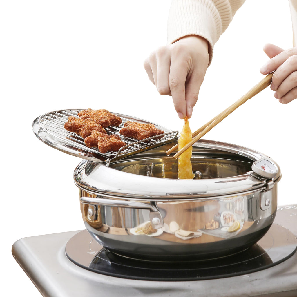 Deep Fryer Pot with Lid, 304 Stainless Steel M7989