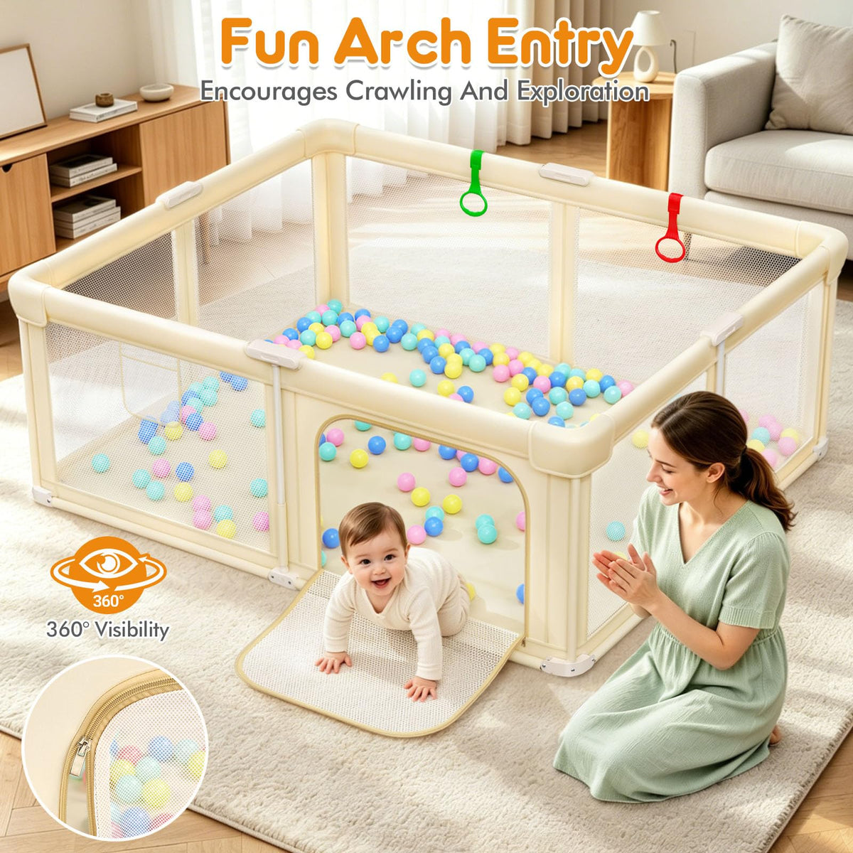 Foldable Baby Playpen with Mat K85612