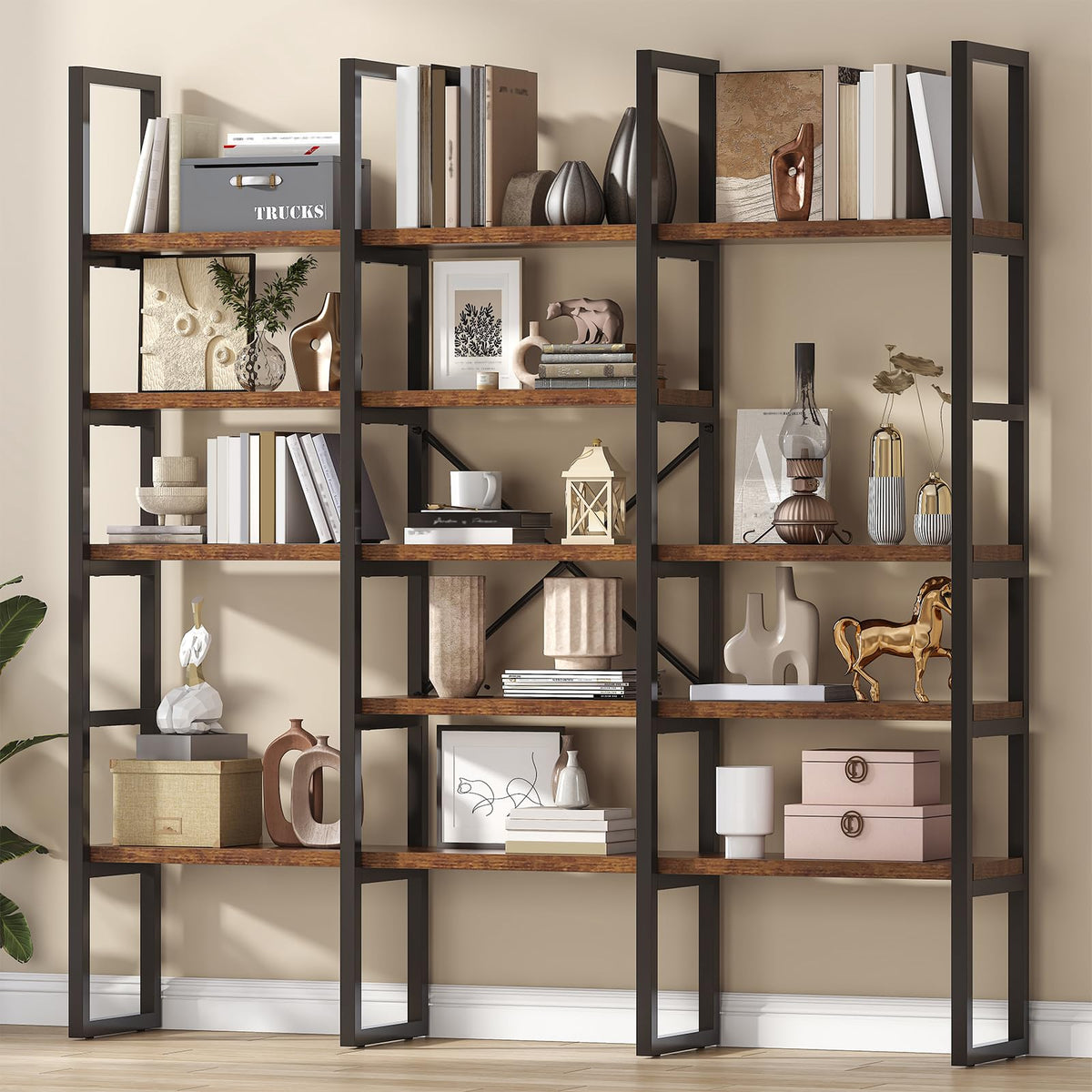 5 Tier Rustic Brown Bookshelf W512