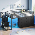 Twin Metal Loft Bed with 9 Storage Drawers and Guardrail S1676