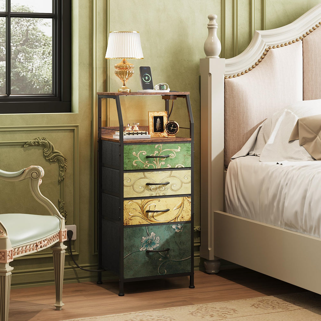 4 Drawer Dresser with Charging Station and Led Light Z836269