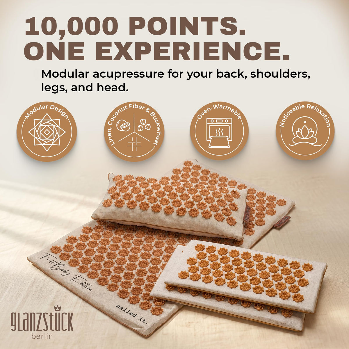 XXL Acupressure Mat Set with Pillow & Carry Bag U9158