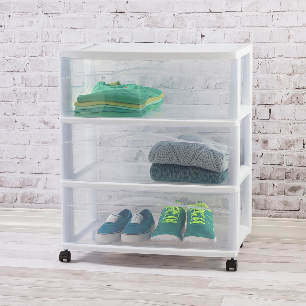 Wide 3 Drawer Plastic Rolling Storage Cart Z46434