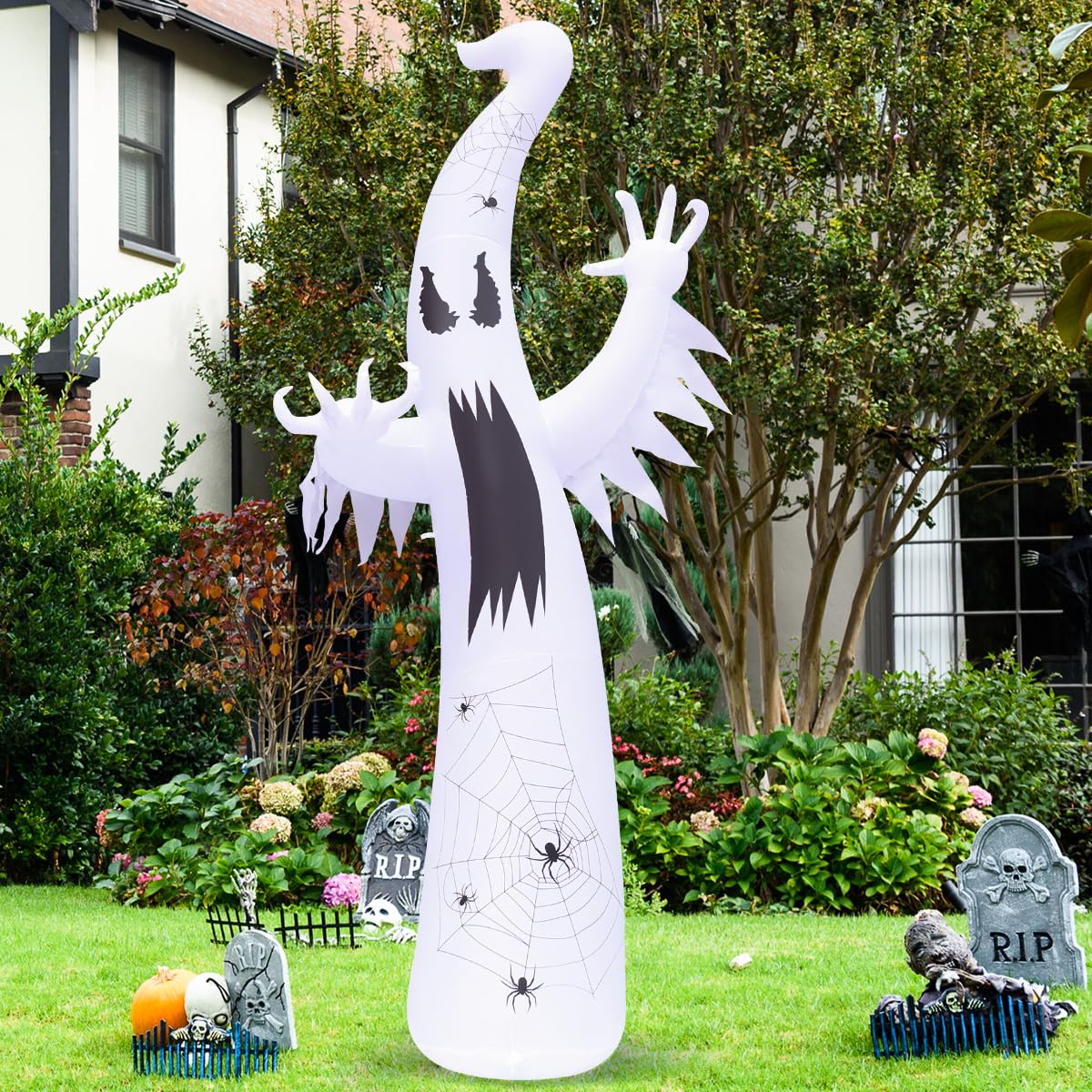 12 FT Halloween Inflatable Ghost with Built-in LEDs Y92760