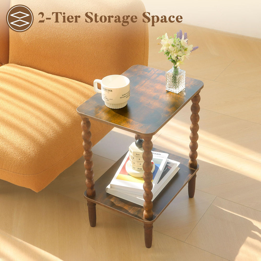Side Table with 2-Tier Shelf E87347