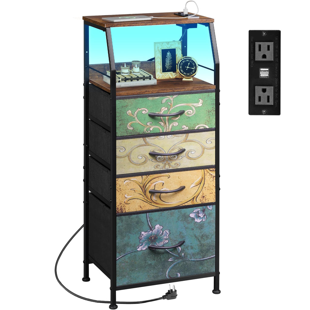 4 Drawer Dresser with Charging Station and Led Light Z836269