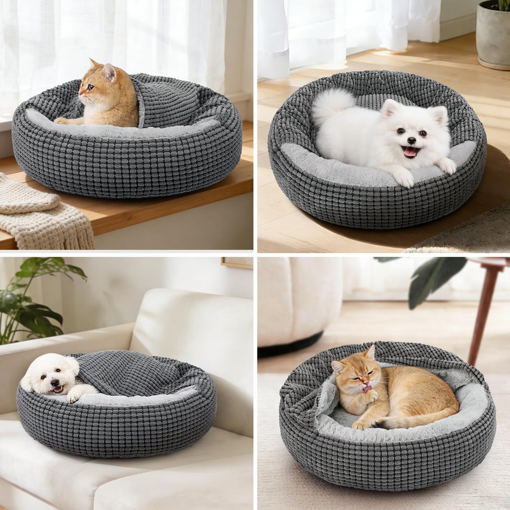 Small Dog Bed with Attached Blanket, 23inch E13748
