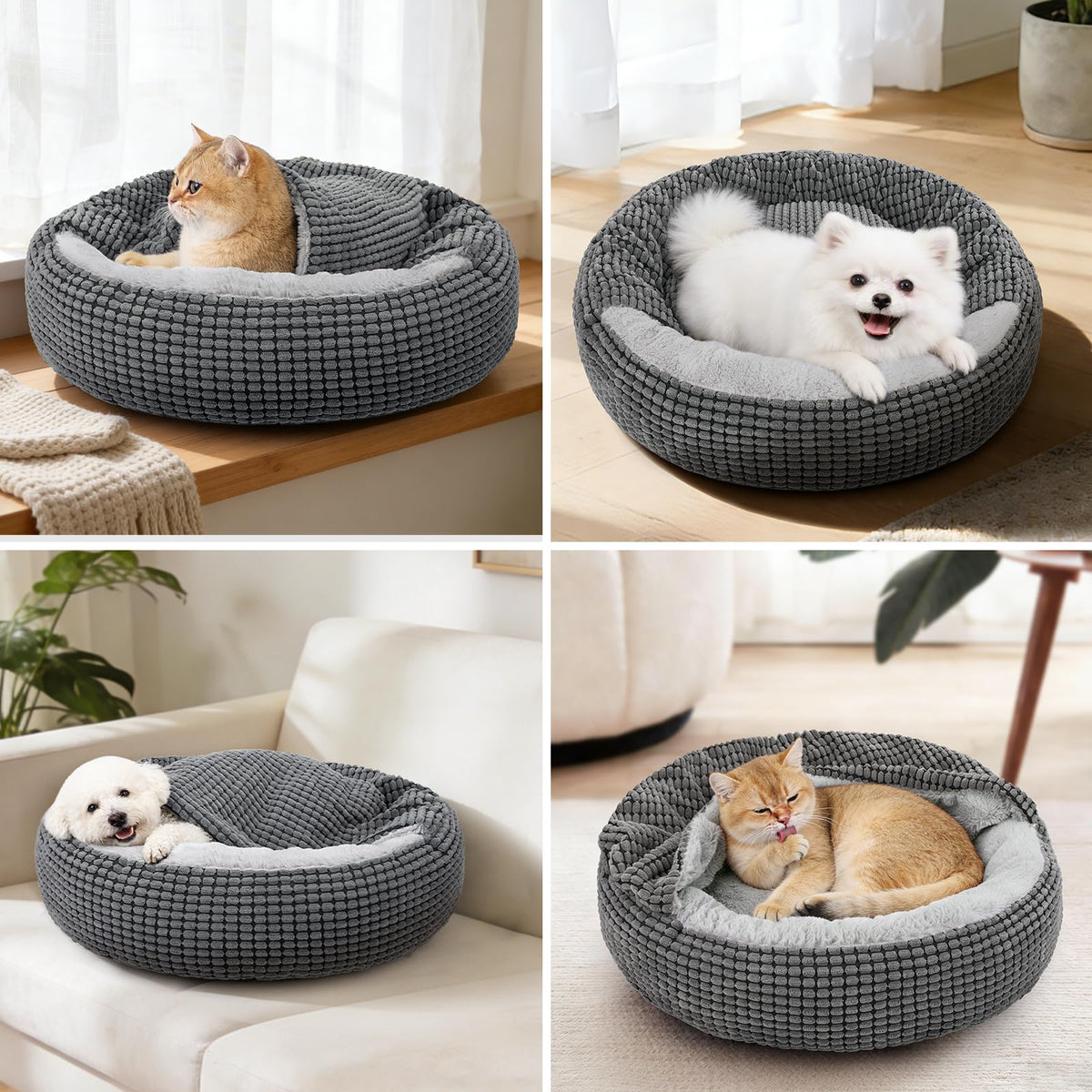Small Dog Bed with Attached Blanket, 23inch E13748