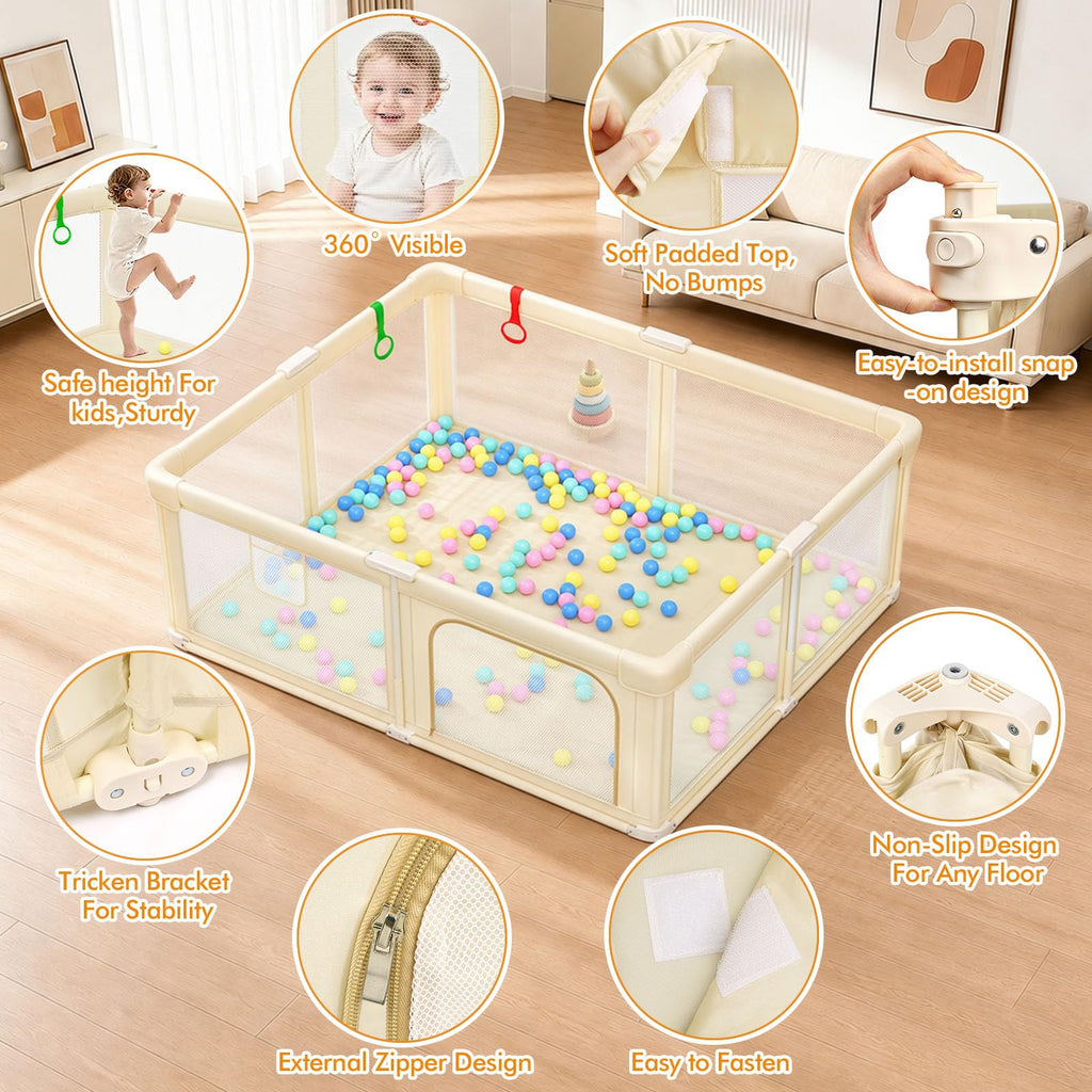 Foldable Baby Playpen with Mat K85612