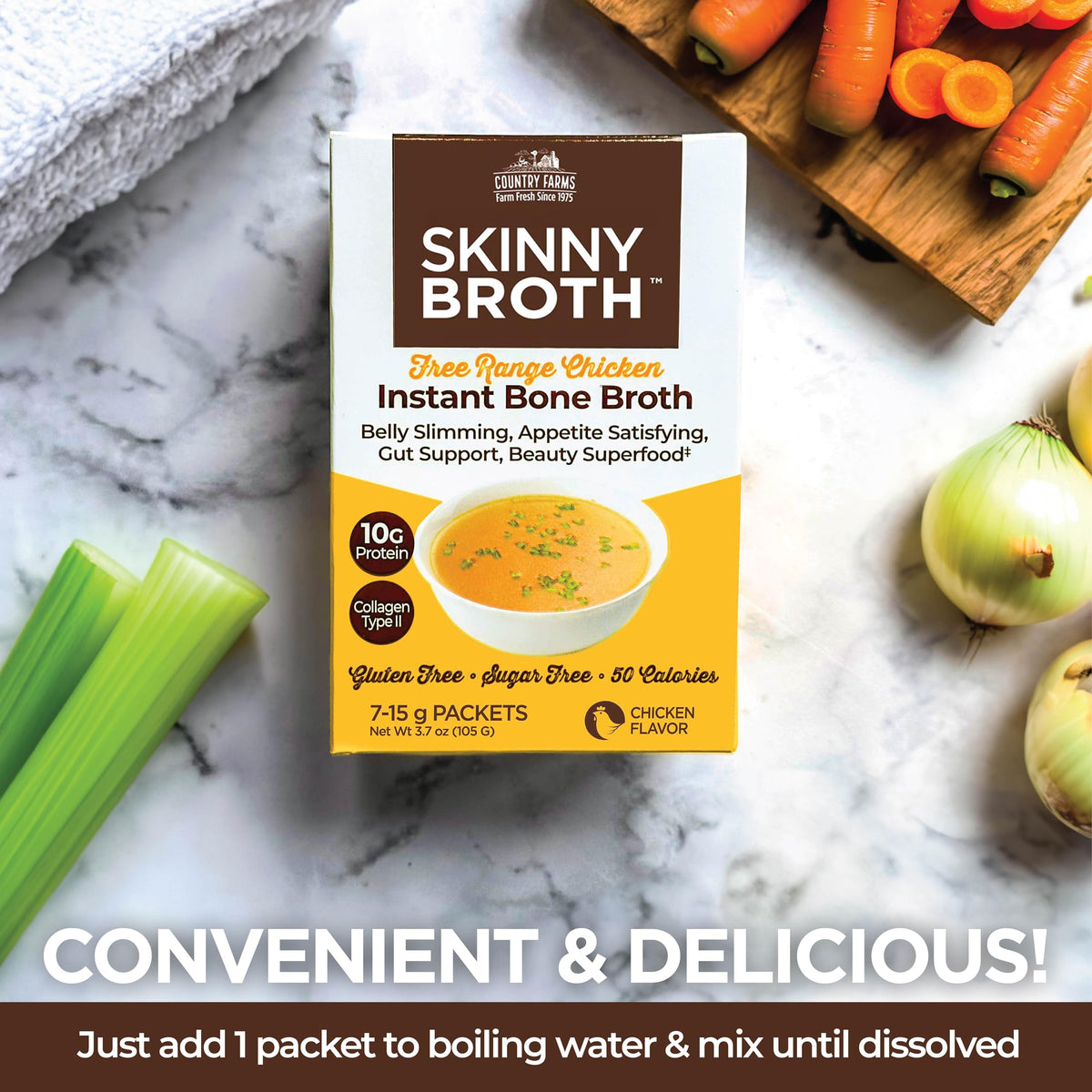 Instant Chicken Bone Broth 10G Protein Collagen Type II 4 Pack C3167