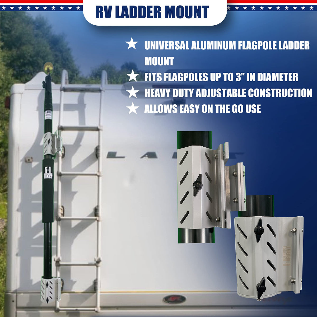 Universal Flag Pole RV Ladder Mount X4768