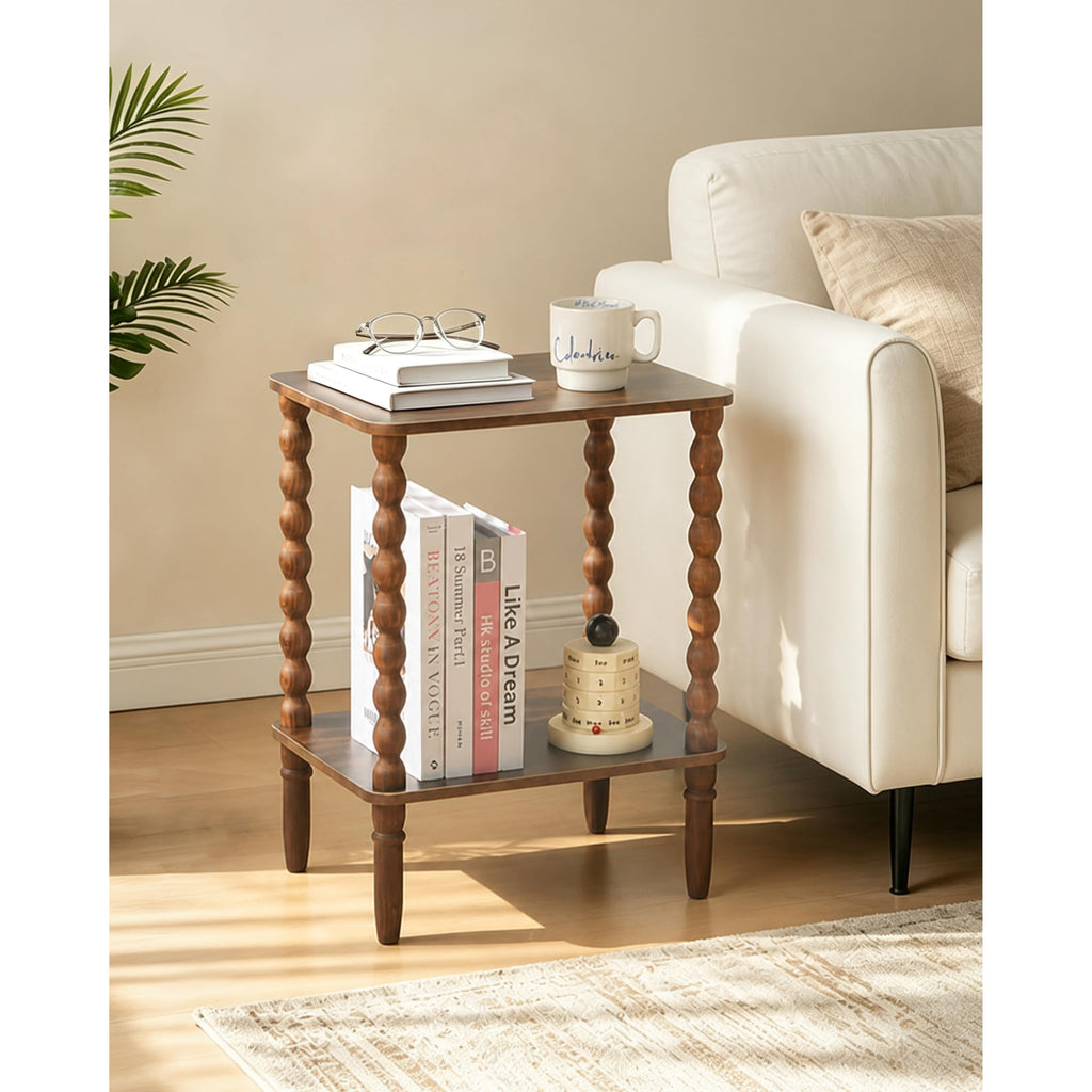 Side Table with 2-Tier Shelf E87347