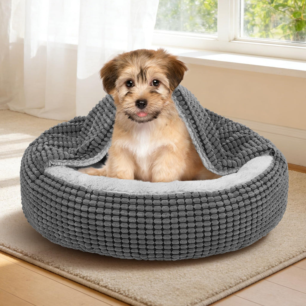 Small Dog Bed with Attached Blanket, 23inch E13748