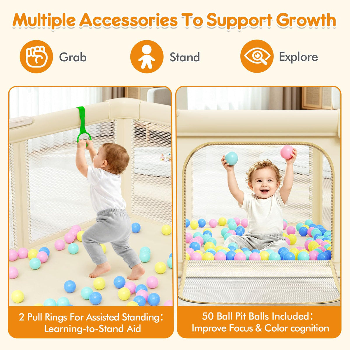 Foldable Baby Playpen with Mat K85612