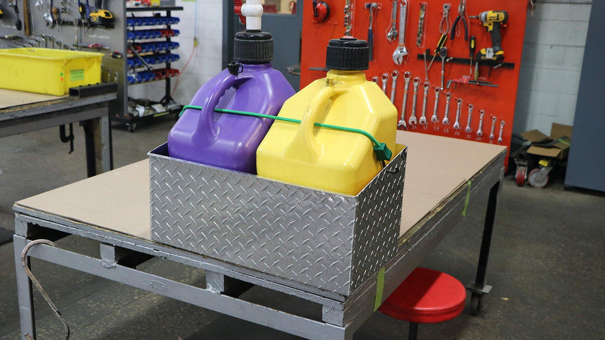 Heavy Duty Dual Gas Can Holder with Base for 5 Gallon Jugs D61408