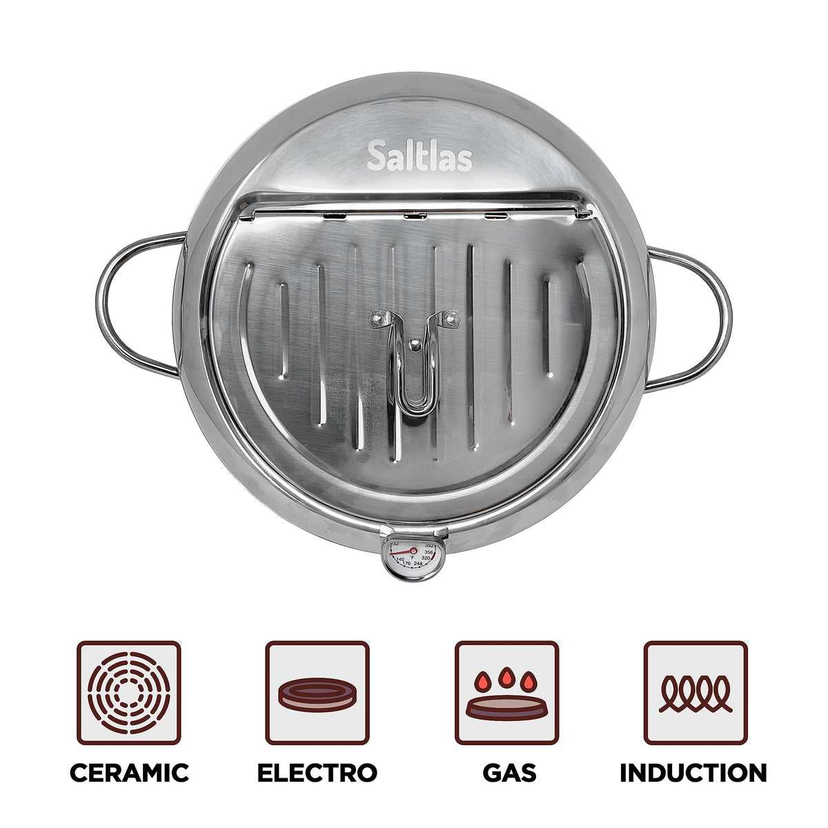 Deep Fryer Pot with Lid, 304 Stainless Steel M7989