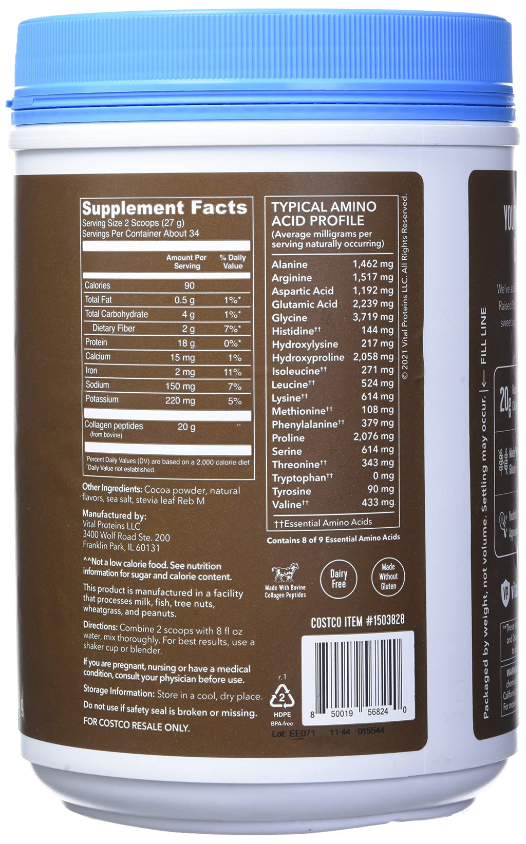 Collagen Peptides Chocolate 32.56 Oz Z330