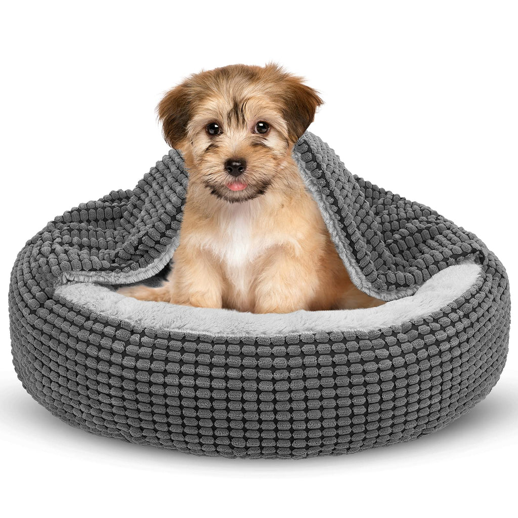 Small Dog Bed with Attached Blanket, 23inch E13748