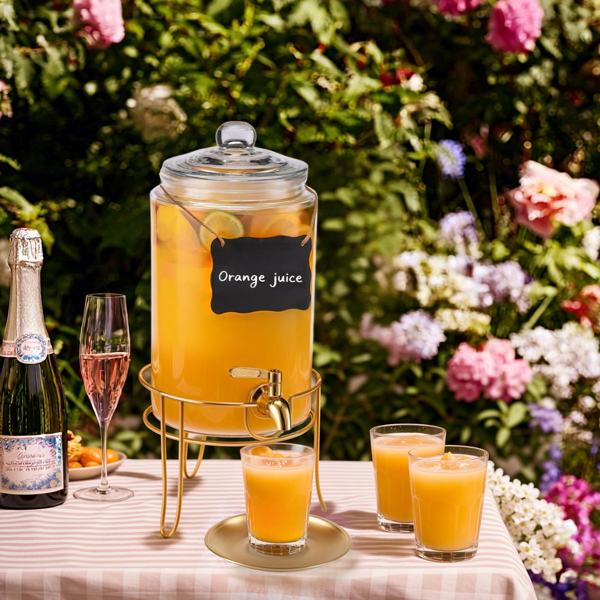 1 Gallon Glass Drink Dispenser with Stand P564