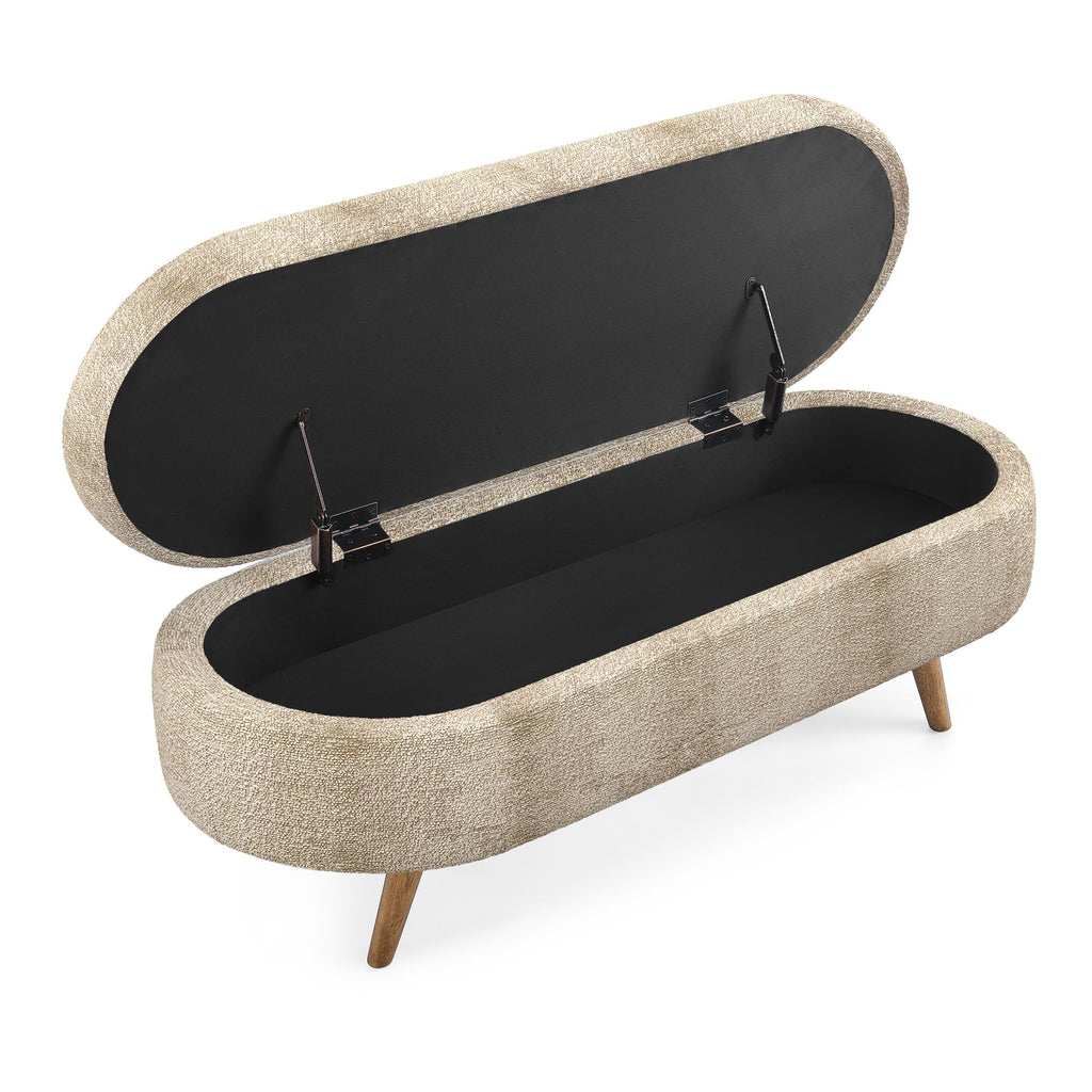 Oval Storage Bench with Rubber Wood Legs B404