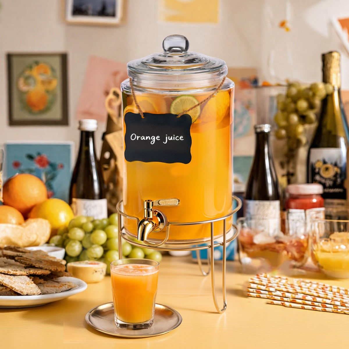 1 Gallon Glass Drink Dispenser with Stand P564