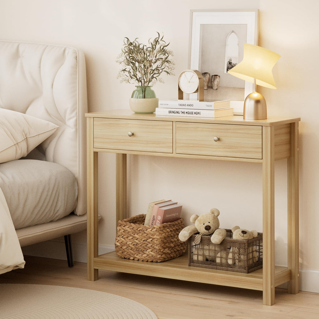 2 Drawer Oak Console Table X8922