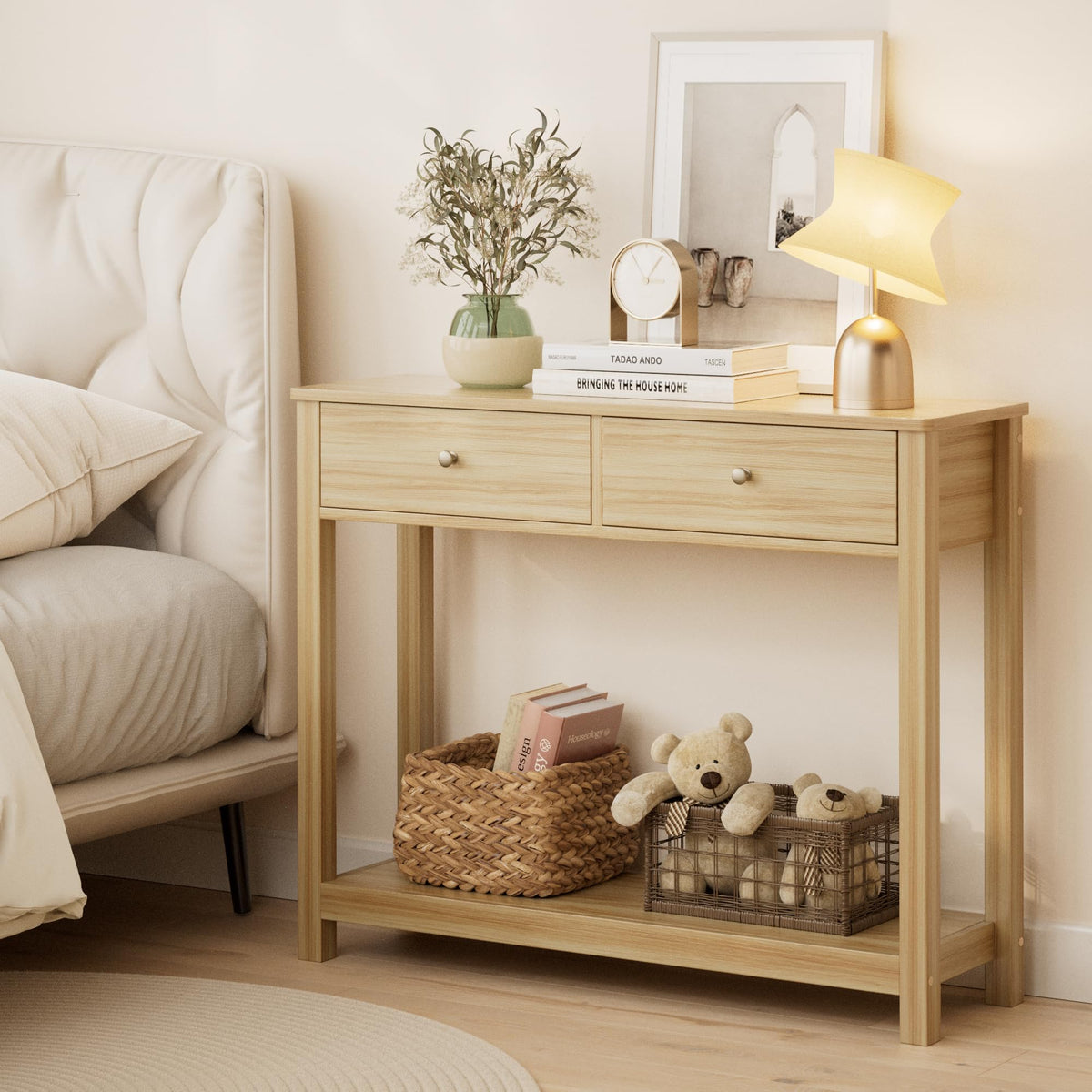 2 Drawer Oak Console Table X8922