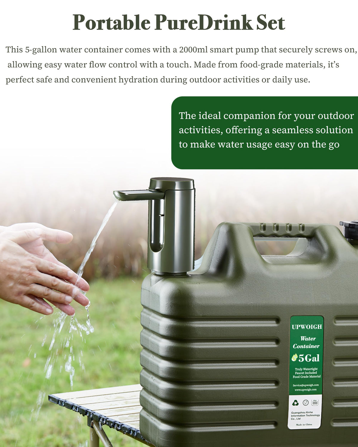 5 Gallon Water Jug with Rechargeable Touch Pump M8872