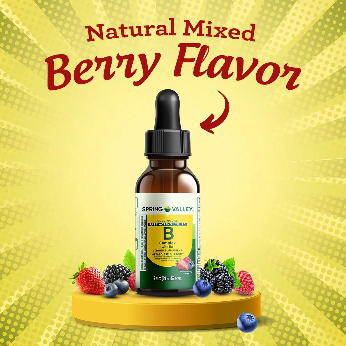 Liquid B-Complex with B12 Sublingual Berry Flavor 2 fl oz E222